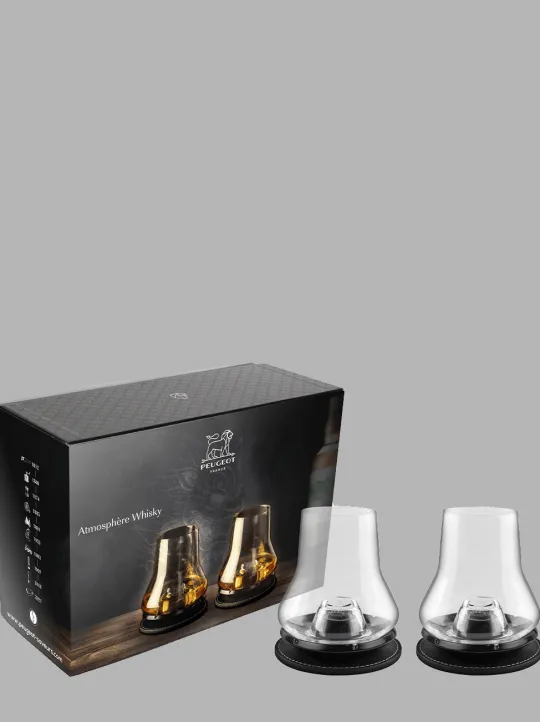 Peugeot Saveurs Atmosphère whisky Coffret cadeau - 2 sets de dégustation whisky avec socles rafraichisseurs noir mat -> Coffrets Cadeaux|Verres De Dégustation