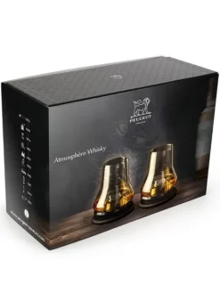 Peugeot Saveurs Atmosphère whisky Coffret cadeau - 2 sets de dégustation whisky avec socles rafraichisseurs noir mat -><noscript><img width=