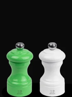 Peugeot Saveurs Bistro Duo de moulins à poivre et à sel manuels en bois laqué, vert et blanc, 10 cm - 4in -> Duos Et Combi 2 En 1|Moulins À Sel Et Salières