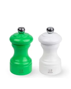 Peugeot Saveurs Bistro Duo de moulins à poivre et à sel manuels en bois laqué, vert et blanc, 10 cm - 4in -><noscript><img width=
