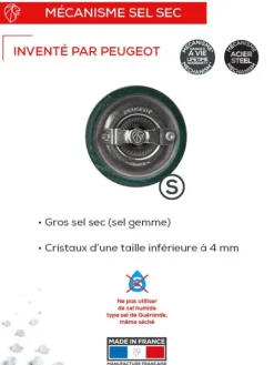 Peugeot Saveurs Bistro Moulin à sel manuel en bois laqué, vert forêt, 10 cm - 4in. -> Moulins À Sel Et Salières