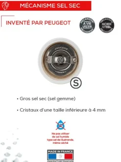 Peugeot Saveurs Bistro Moulin à sel manuel en bois laqué, gris perle, 10 cm - 4in. -> Envie De Couleurs|Moulins À Sel Et Salières