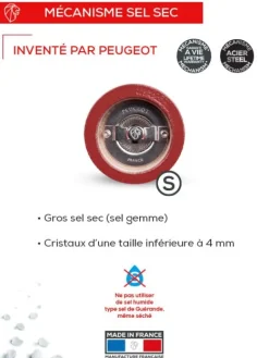 Peugeot Saveurs Bistro trio france Trio 2 moulins poivre et 1 moulin sel, manuels en bois, bleu, blanc et rouge, 10 cm -><noscript><img width=