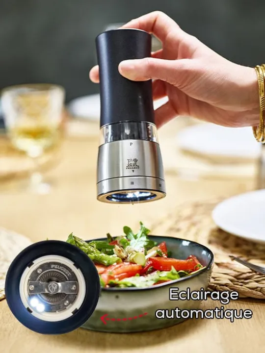 Peugeot Saveurs Daman electrique Moulin à sel électrique u'select, noir irisé, 16 cm - 6,25in. -> Idées Cadeaux -100€|Envie De Design