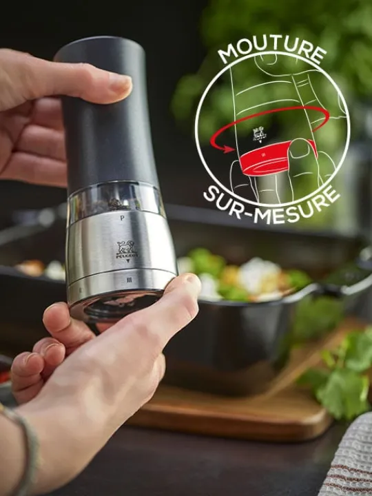 Peugeot Saveurs Daman electrique Moulin à sel électrique u'select, noir irisé, 16 cm - 6,25in. -> Idées Cadeaux -100€|Envie De Design