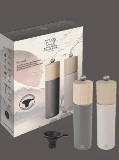 Peugeot Saveurs Duo boreal Coffret cadeau - duo de moulins à poivre et à sel boreal 21 cm et son entonnoir en silicone -> Coffrets Cadeaux|Envie De Couleurs