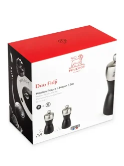 Peugeot Saveurs Fidji Duo de moulins à poivre et à sel en bois et inox couleur noir 12 cm -><noscript><img width=