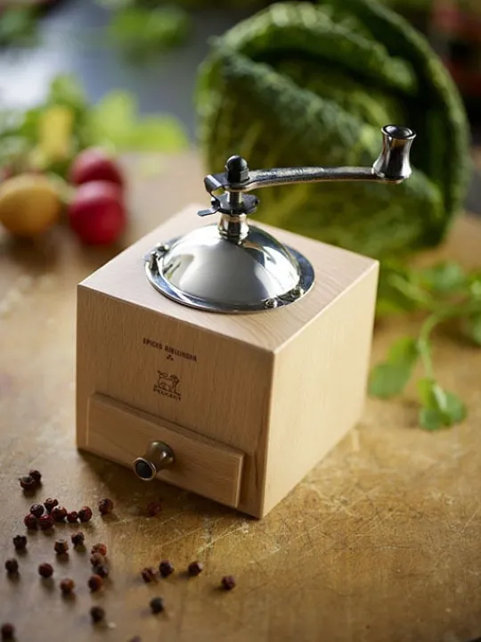 Peugeot Saveurs Le moulin d'olivier roellinger Moulin à poivre manuel en bois avec manivelle, , 13 cm - 5in -> Idées Cadeaux -100€|Envie De Saveurs