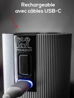 Peugeot Saveurs Line electrique Moulin à poivre électrique rechargeable u'select, batterie lithium-ion, carbone, 15 cm - 6in. -><noscript><img width=