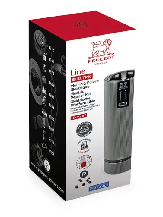 Peugeot Saveurs Line electrique Moulin à poivre électrique rechargeable u'select, batterie lithium-ion, carbone, 15 cm - 6in. -> Idées Cadeaux -100€|Envie De Design