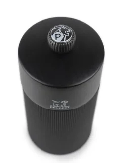 Peugeot Saveurs Line Moulin à poivre manuel en bois et aluminium noir mat, 12 cm - 4,75in -><noscript><img width=