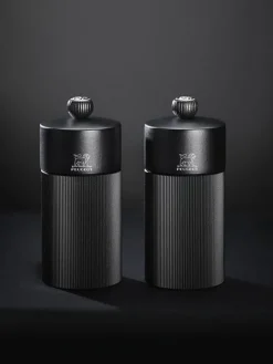 Peugeot Saveurs Line Moulin à poivre manuel en bois et aluminium noir mat, 12 cm - 4,75in -><noscript><img width=