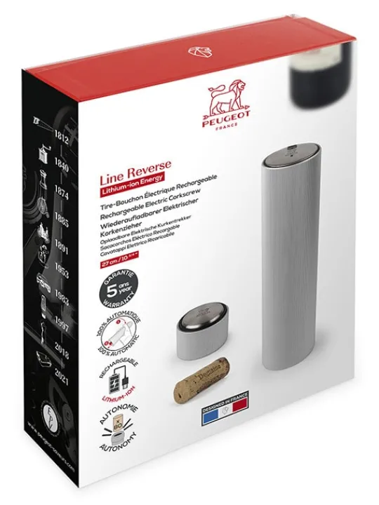 Peugeot Saveurs Line reverse Tire-bouchon électrique rechargeable 100% automatique, , 21 cm - 8in. -> Envie De Design|Envie De Saveurs