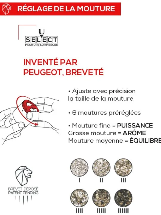 Peugeot Saveurs Maestro Bar à poivres - moulin à poivre u'select accompagné de 3 grands crus de poivres, de 3 réservoirs interchangeables. -> Idées Cadeaux -100€|Coffrets Cadeaux