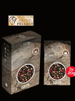 Peugeot Saveurs Mix viandes rouges Mélange de poivres pour viandes rouges, 60g - 3 sachets fraicheur de 20g -> Idées Cadeaux -50€|Envie De Saveurs