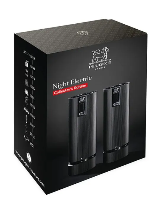Peugeot Saveurs Night electric Coffret cadeau - duo de moulins à poivre et à sel électriques line noir mat 15 cm -> Coffrets Cadeaux|Envie De Design