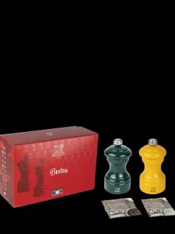 Peugeot Saveurs Pack bistrorama vert forêt et jaune safran 10 cm Duo de moulins à poivre et à sel en bois présenté en coffret cadeau -> Coffrets Cadeaux|Envie De Saveurs