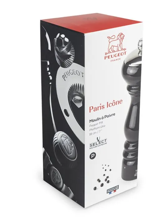 Peugeot Saveurs Paris icône moulin à poivre manuel en bois laqué noir, u'select, 18 cm - 7" -> Envie De Design|Moulins À Poivre