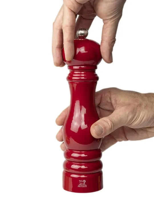 Peugeot Saveurs Paris Moulin à poivre manuel en bois, laqué rouge passion, 22 cm - 9in -> Moulins À Poivre