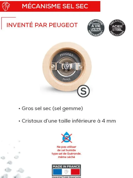 Peugeot Saveurs Paris Moulin à sel manuel en bois couleur 18 cm -> Moulins À Sel Et Salières
