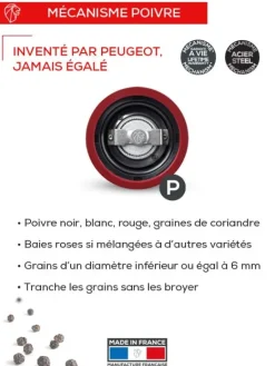 Peugeot Saveurs Paris u'select Moulin à poivre manuel u'select en bois laqué, , 18 cm - 7in -> Idées Cadeaux -100€|Envie De Couleurs