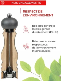 Peugeot Saveurs Paris u'select Moulin à poivre manuel en bois, u'select, noir satin , 30 cm - 12in -><noscript><img width=