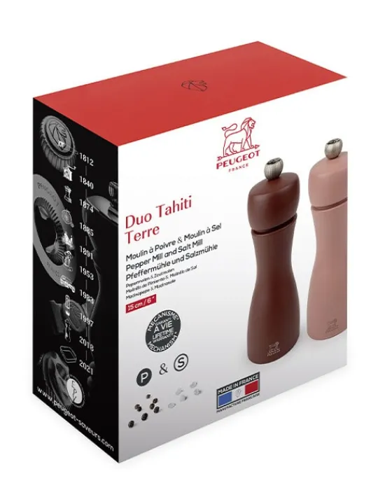 Peugeot Saveurs Tahiti Duo de moulins à poivre et à sel manuels en bois, , 15 cm -> Idées Cadeaux -100€|Envie De Couleurs