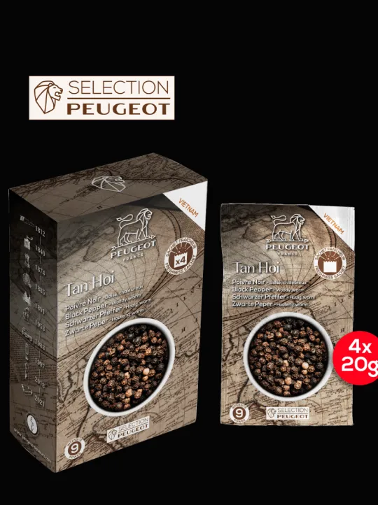 Peugeot Saveurs Tan hoi Poivre noir du vietnam, 80g - 4 sachets fraicheur de 20g -> Idées Cadeaux -50€|Epices Du Monde