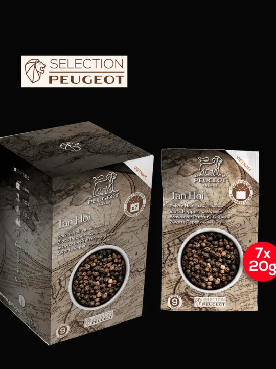 Peugeot Saveurs Tan hoi Poivre noir du vietnam, 140g - 7 sachets fraicheur de 20g -> Idées Cadeaux -50€|Epices Du Monde